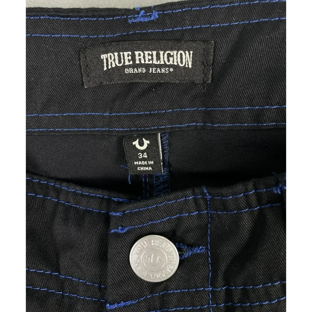 True Religion Cargo Pants‎ Mens 34 Black Pacific Blue Straight Leg NWT Y2K Style
